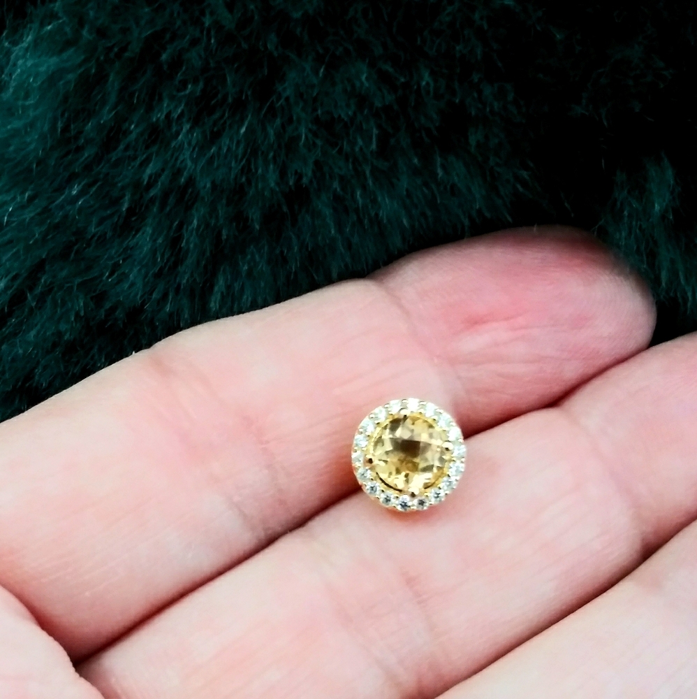 Yellow citrine earrings .925 /gld plt